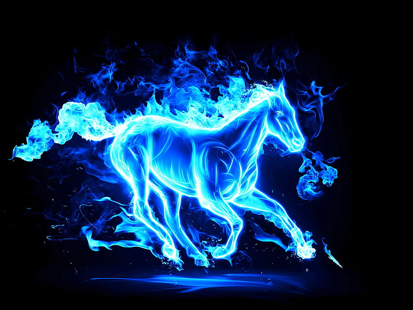 New Year, blue abstract horse . holidays., Demon Horse HD wallpaper