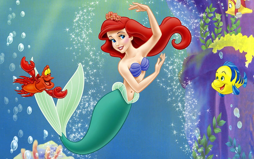 Ariel - Little mermaid and her friends in the water, The Little Mermaid 2 HD wallpaper