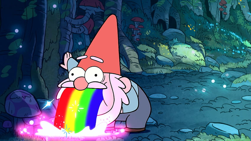 Gnomo vomitando arcoíris - Gravity Falls fondo de pantalla