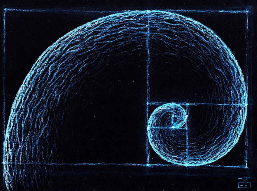 Dorado - Proporción áurea en ondas, Espiral de Fibonacci fondo de pantalla