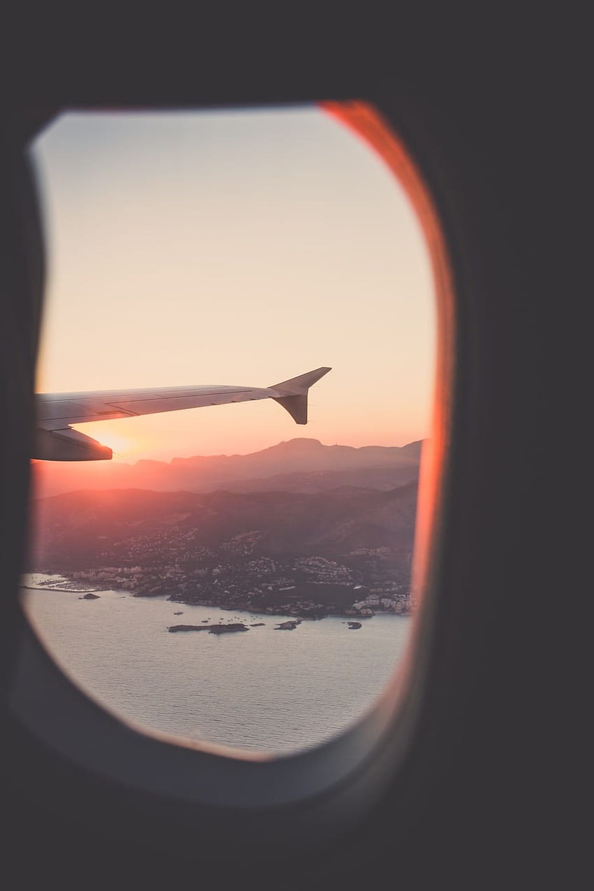 Plane Window Sunset, Airplane Sunrise HD phone wallpaper