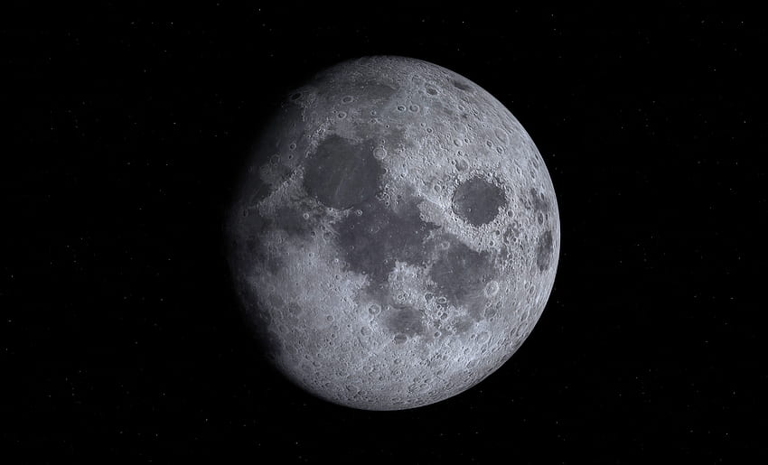 Full Moon, monochrome, space, dark HD wallpaper