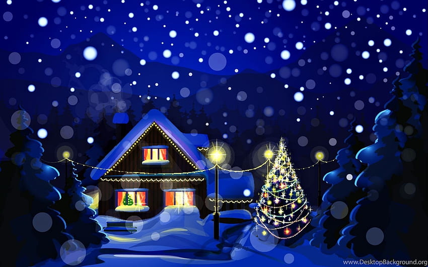 Snowy Christmas Night For Background HD wallpaper