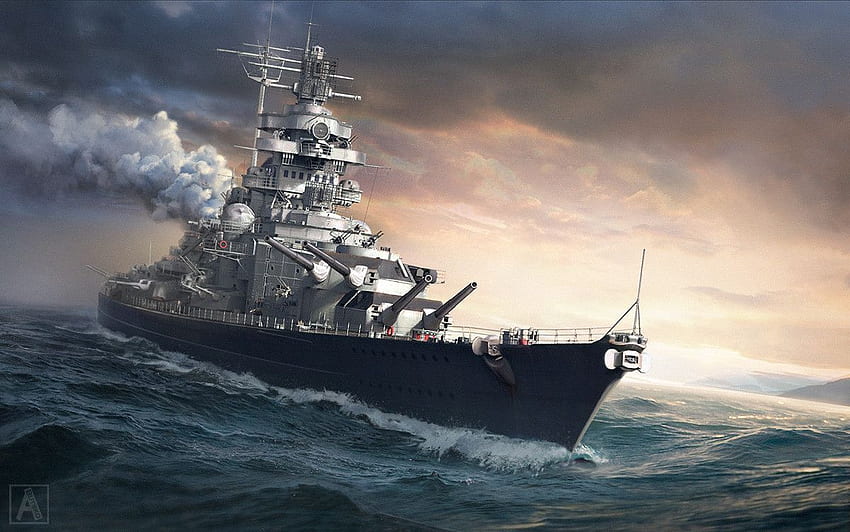 Tirpitz โดย Anton Butsko โลกของเรือรบ , บิสมาร์ก วอลล์เปเปอร์ HD