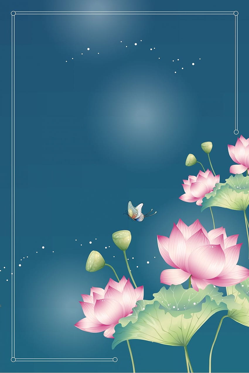 Prosty Letni Liść Lotosu Na Tle Nowego Tematu. Kwiat lotosu, tło motywu, kwiat, mały niebieski kwiat lotosu Tapeta na telefon HD