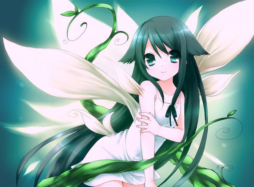 Anime fairy, Vine, girl, Flower, anime HD wallpaper