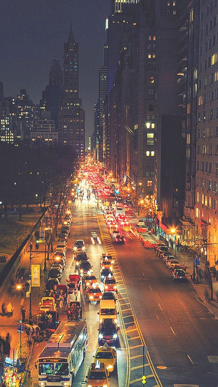 바쁜 뉴욕 거리 밤 교통 아이폰 6 . 아이폰, 아이패드 원스톱 . 밤문화, 도시, 아름다운 장소, 거리 풍경 HD 전화 배경 화면