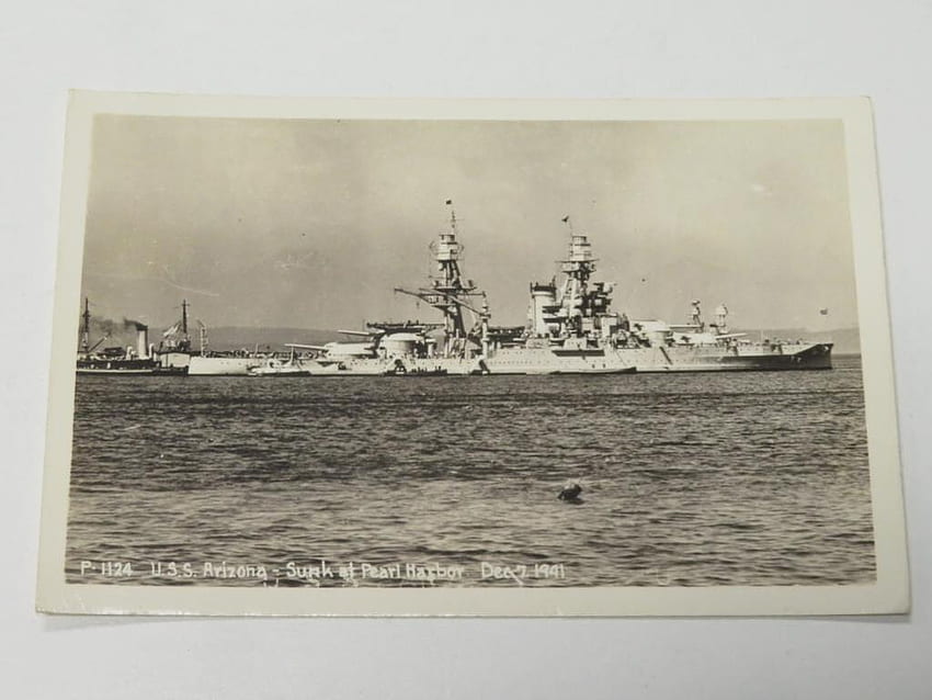 USS Arizona의 WWII 엽서. 예술, 골동품 및 수집품 수집품. 온라인 경매 HD 월페이퍼