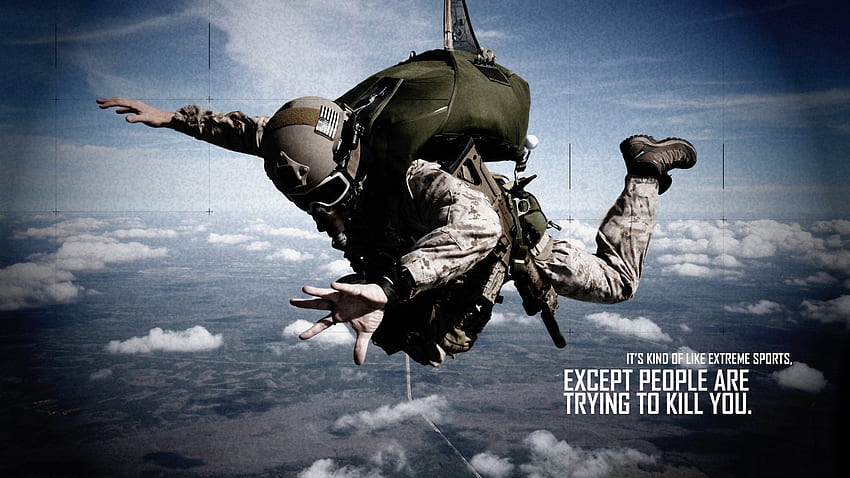 Soldat Skydive Fall Paratrooper guerriers masque texte militaire citations déclaration sombre. Fond d'écran HD