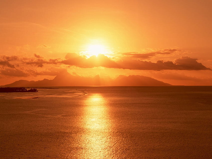 ธรรมชาติ พระอาทิตย์ตก ทะเล ดวงอาทิตย์ ผิวน้ำ ตอนเย็น วอลล์เปเปอร์ HD