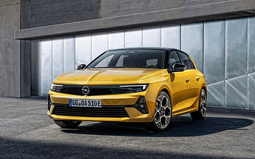 2022, Opel Astra, , exterior, front view, new yellow Astra, new Astra exterior, German cars, Opel HD wallpaper