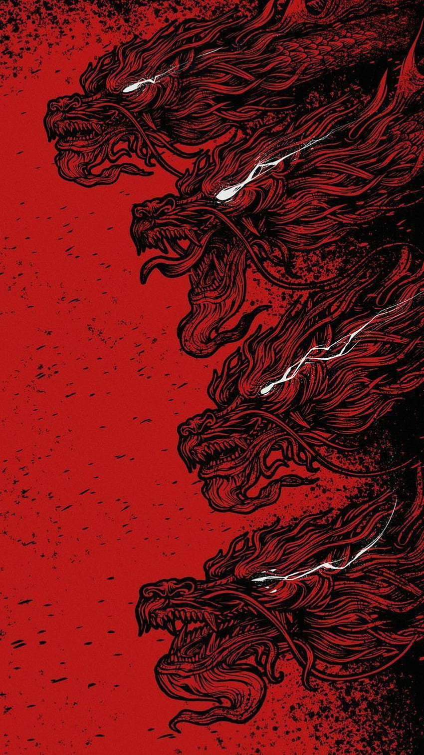 three headed dragon, red, magenta HD phone wallpaper
