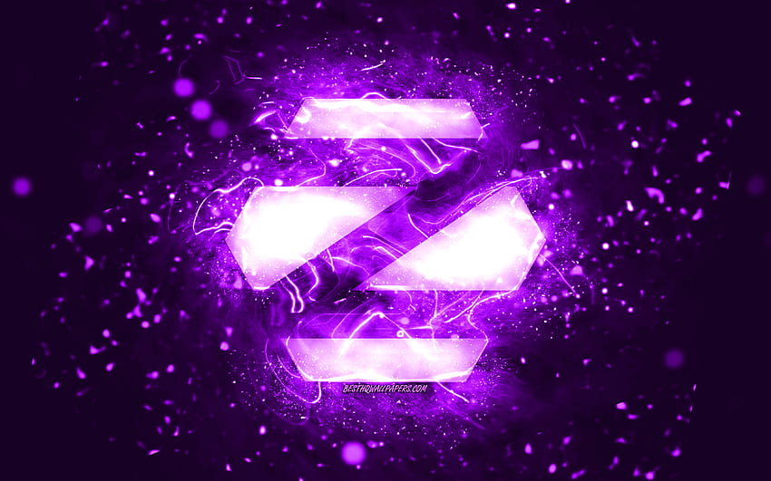 Logotipo violeta de Zorin OS, luces de neón violetas, Linux, creativo, abstracto violeta, logotipo de Zorin OS, OS, Zorin OS fondo de pantalla
