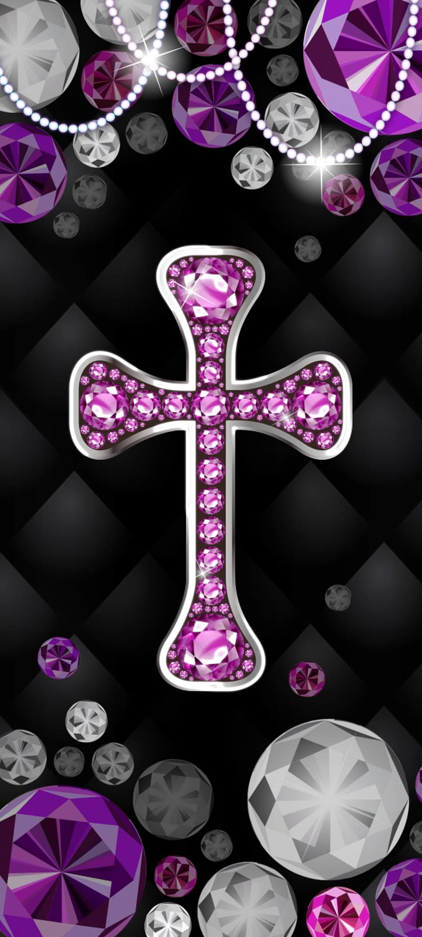Purple Jewel Cross, jewelry, beautiful, diamond, pink, premium, God's, white HD phone wallpaper
