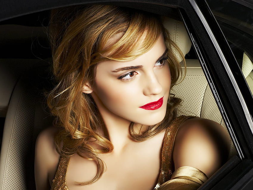 Emma Watson, red lips, harry potter, emma, watson HD wallpaper