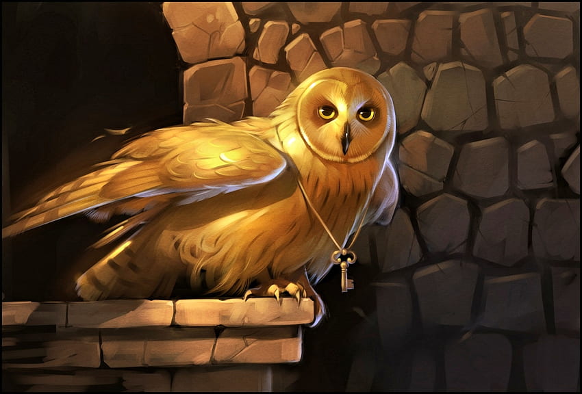 Golden Owl, golden, Owl, pretty, Art HD wallpaper