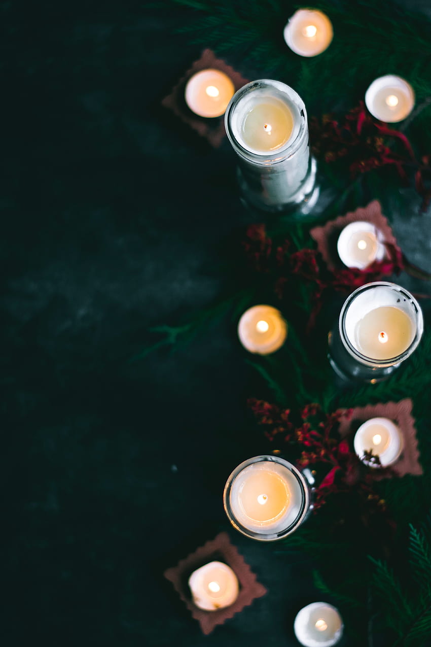 Candles, , , Branches, Decoration, Festive HD phone wallpaper
