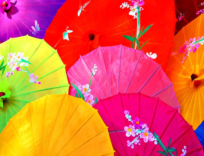 Chinese Umbrellas New Year Background. Best Background, Colorful Umbrella HD wallpaper