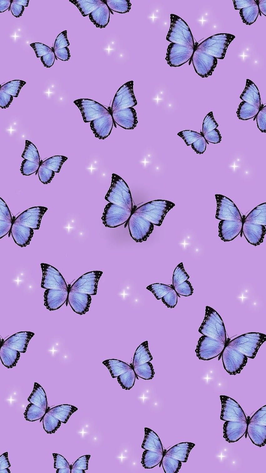 Aesthetic Sparkles Purple Butterflies ผีเสื้อสีม่วงน่ารัก วอลล์เปเปอร์โทรศัพท์ HD