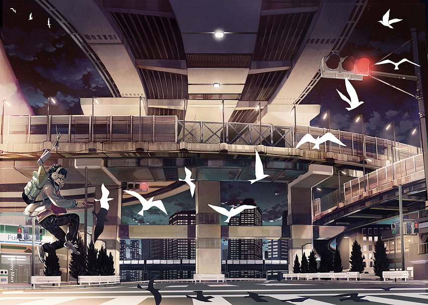 Paper Flight Fun!, burung, anime, kesenangan, kota Wallpaper HD