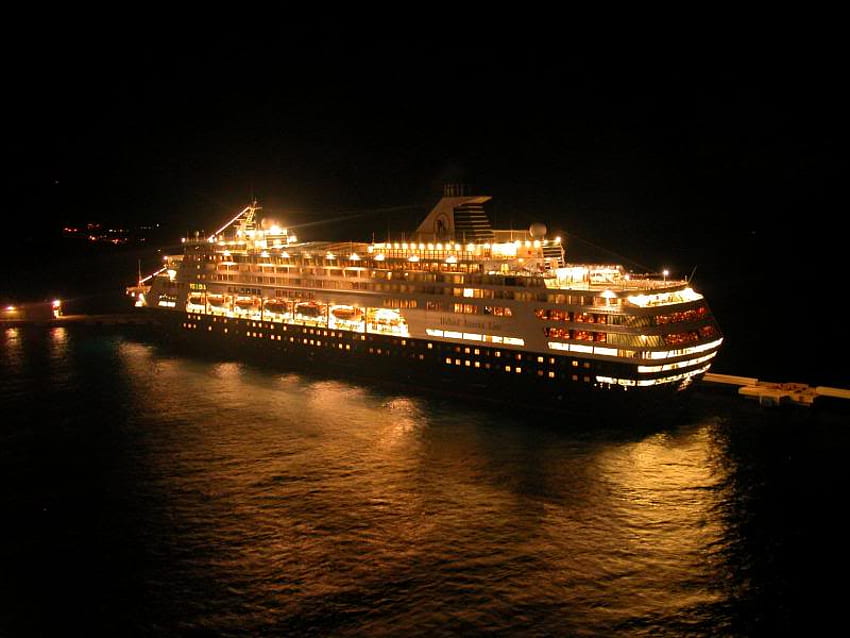 The Veendam, night, veendam, ship, cruise HD wallpaper