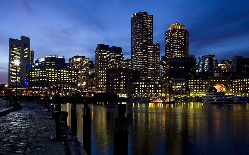 Miasta, rzeki, cisza, samotność, kraj miejski, pejzaż miejski, przytulność, komfort, Boston, spokój, spokój Tapeta HD