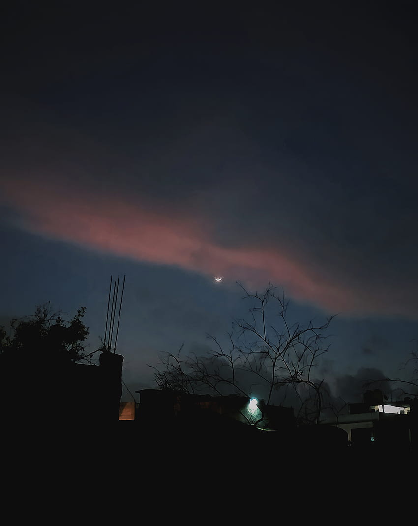 LUNA MENGUANTE, CIELO, awan, langit, ROSA, MEKSIKO, NOCHE wallpaper ponsel HD
