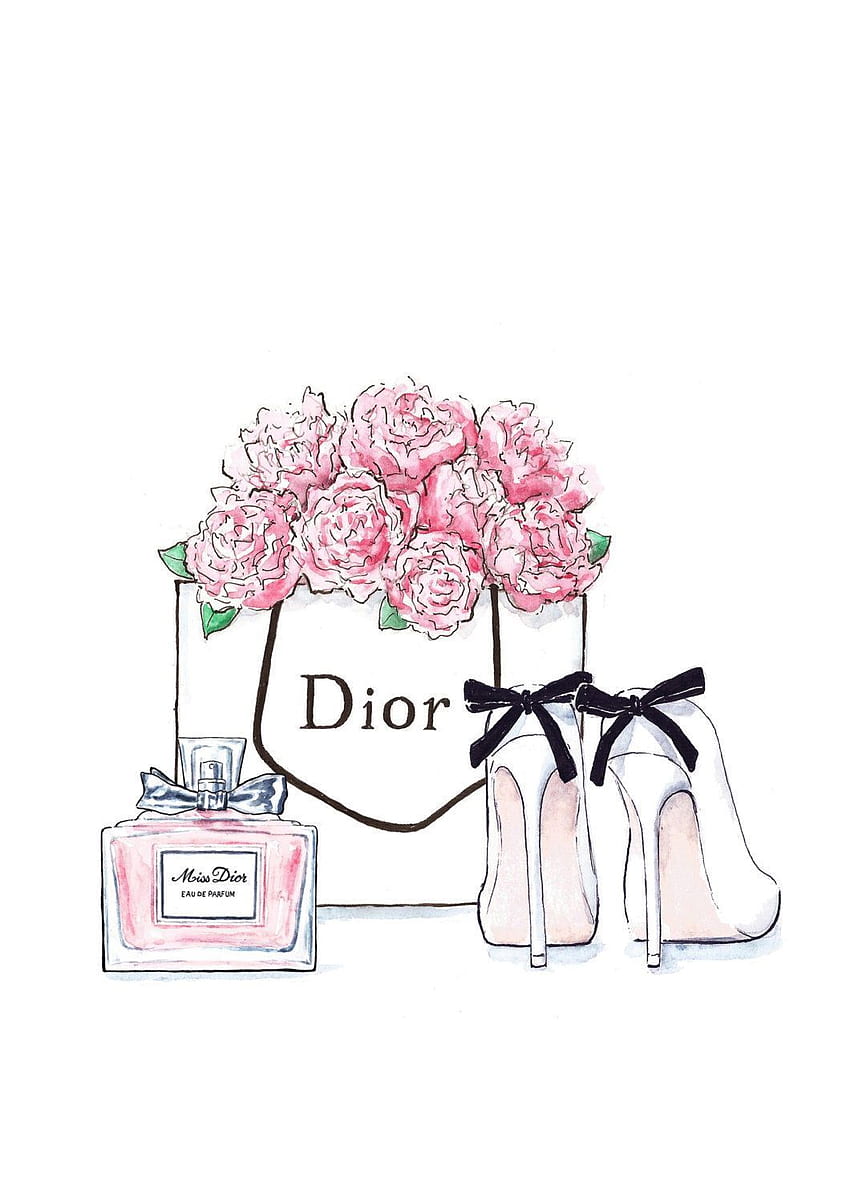 Ilustración de moda Dior flores zapatos y por Annasillustrations HD тапет за телефон