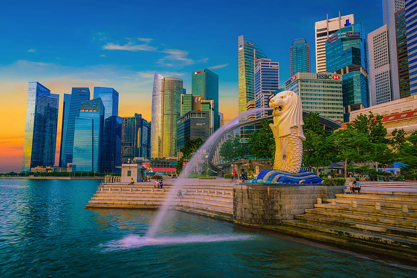 Fountain of Merlion statue, Merlion Park HD wallpaper | Pxfuel