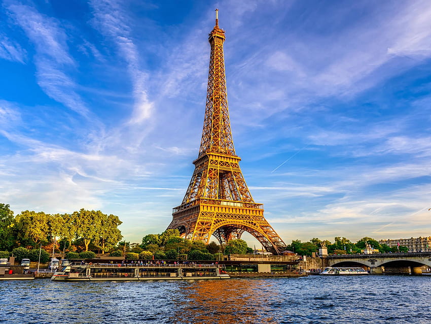 Европейски градове Айфеловата кула и река Сена Париж Франция Ултра за лаптоп Таблет Мобилни телефони и телевизор 5200х3250 HD тапет
