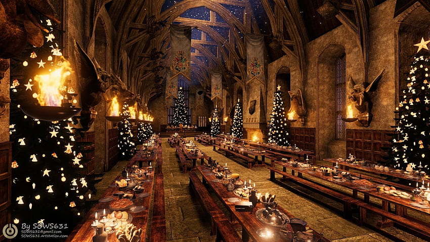Harry Potter Christmas - - - Tip, Christmas at Hogwarts HD wallpaper