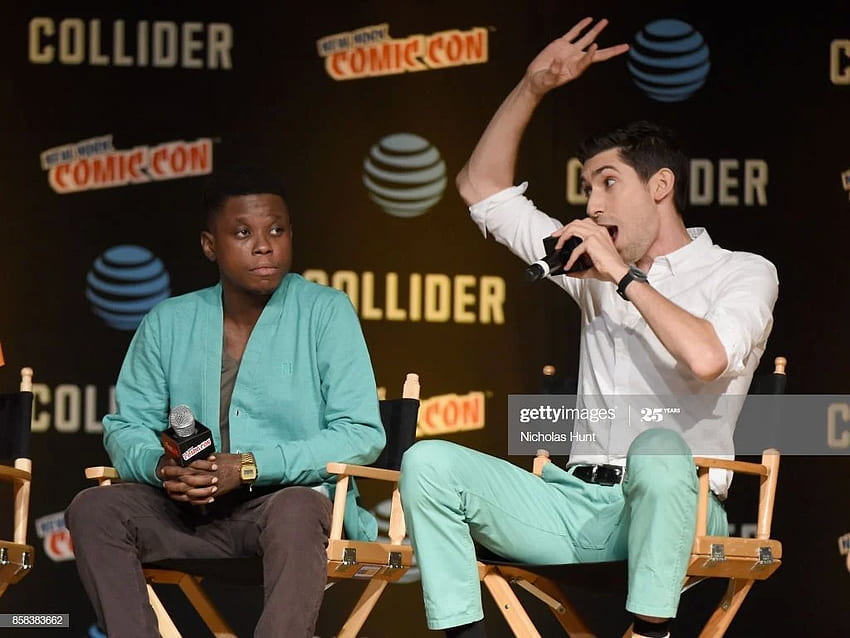 Mpho Koaho and Max Landis speak onstage during the Dirk Gently's HD wallpaper