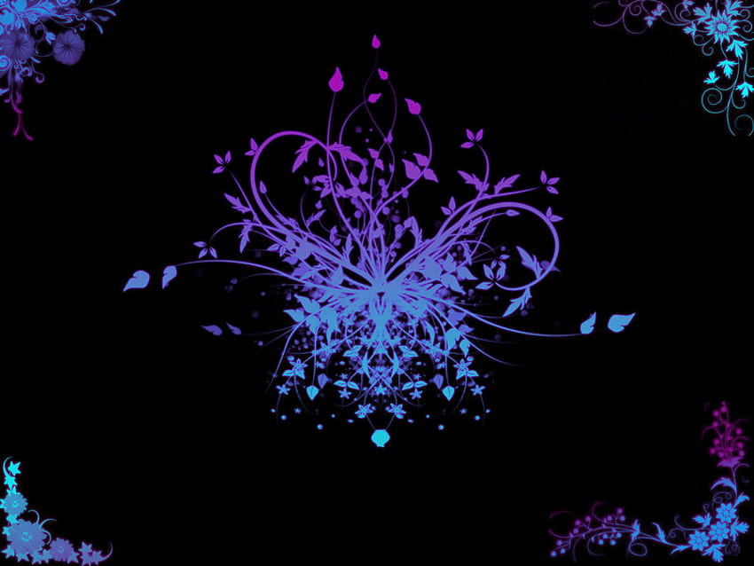 Fantasi ungu, ungu, daun, pusaran, kelopak, bunga Wallpaper HD