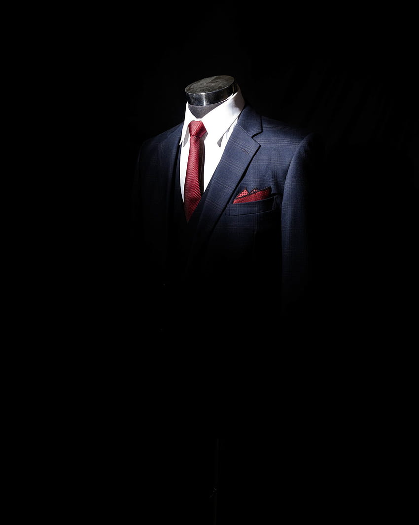 Anzug und rote Krawatte, schwarzer Anzug, rote Krawatte HD-Handy-Hintergrundbild
