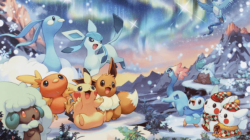 Urlaub, Pikachu, Eevee, Weihnachten, Pokemon - HD-Hintergrundbild