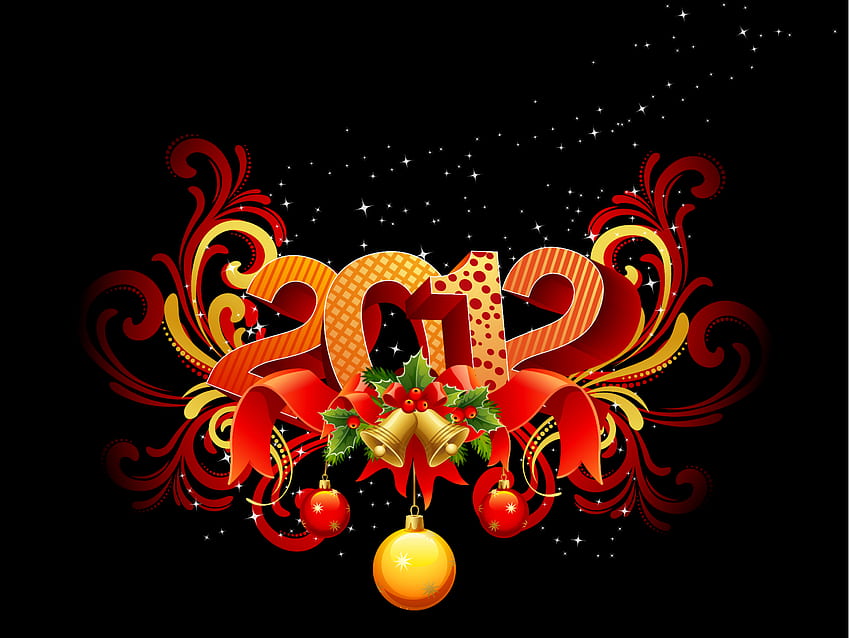 2012, cloche, Coloré, couleurs, étoiles, beauté, Noël, vacances, Noël magique, nouvel An, arc, boules de noel, joyeux Noël, la magie, ruban, des balles, beau, cloches, bonne année, joli, Noël, Cloches de noel , ballon, rouge, charmant Fond d'écran HD