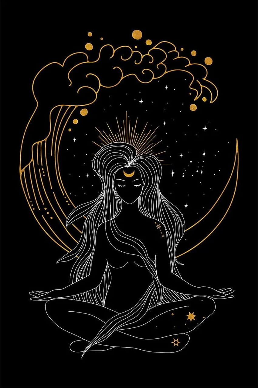 Weibliche Göttin Witchy Decor Witchy Wanddekoration Moon. Etsy. Witchy, himmlische Kunst, Mondkunst, spirituelle Frau HD-Handy-Hintergrundbild