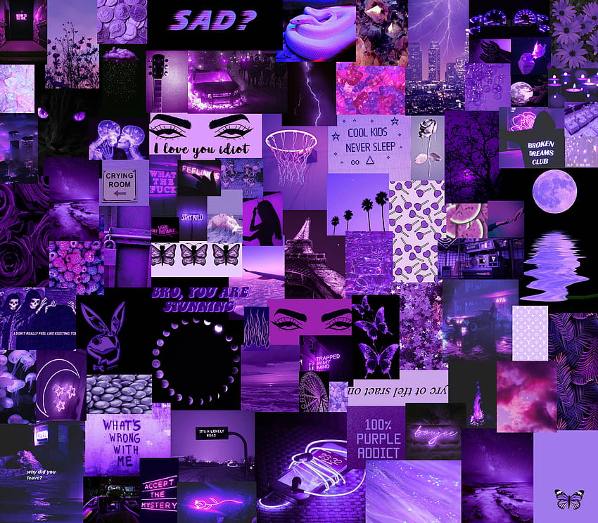 Purple Aesthetic Lockscreen Purple Vibes- 電話ケース、羽毛布団、iPad ケースなど。 紫の美学, 紫のiphone, 審美的なコラージュ, ダークパープルのコラージュの美学 高画質の壁紙