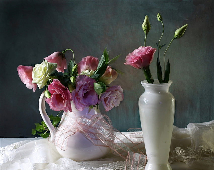 Bunte Blumen, elegant, bunt, Vase, Blumen, Weiblichkeit, Arrangement, Harmonie HD-Hintergrundbild
