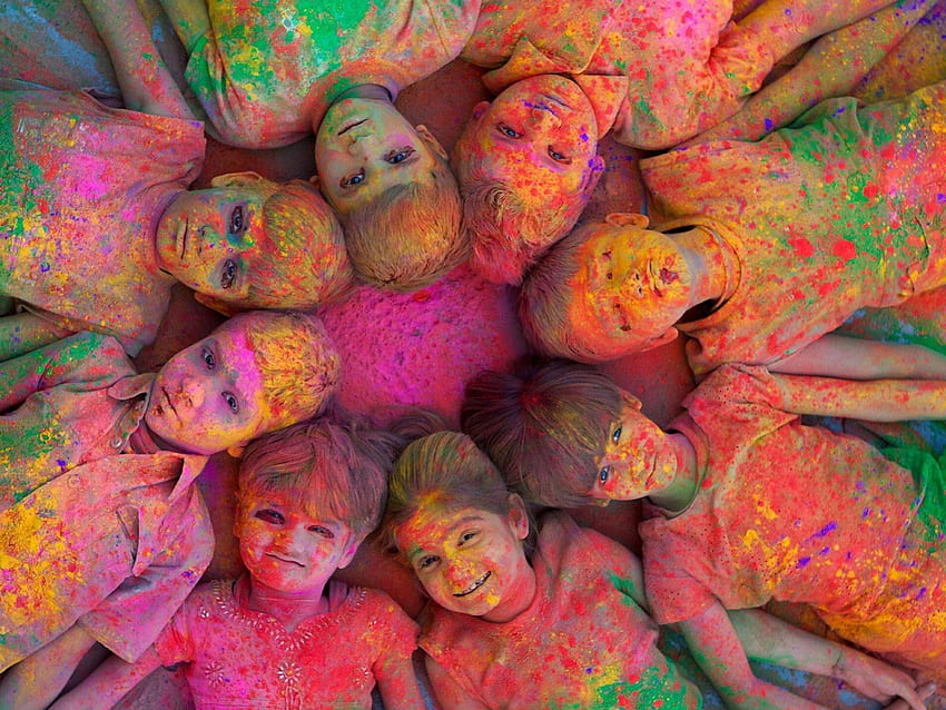 Colorful Children, Chalk, Circle, Children, Colorful HD wallpaper