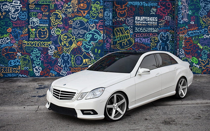 Tuning, Autos, Mercedes, Graffiti, E-Klasse HD-Hintergrundbild
