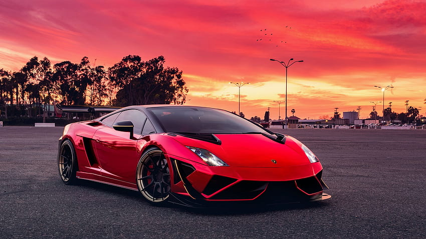 Merah, Lamborghini Gallardo, mobil sport ,, Lebar Ganda, Layar lebar 16:9, Layar lebar, Mobil 1440P Wallpaper HD