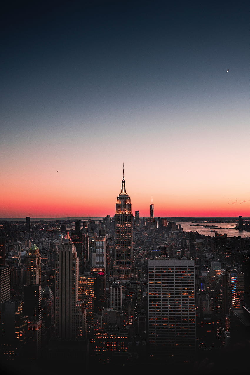 ニューヨーク, 都市, 夜, アメリカ合衆国, 超高層ビル, 地平線, 夜の街, アメリカ合衆国 HD電話の壁紙