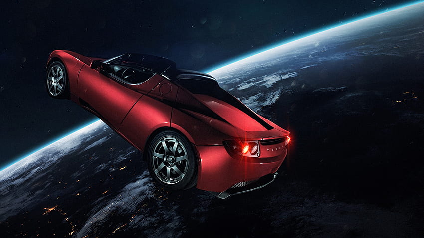 Elon Musk Tesla Roadster in Space HD wallpaper