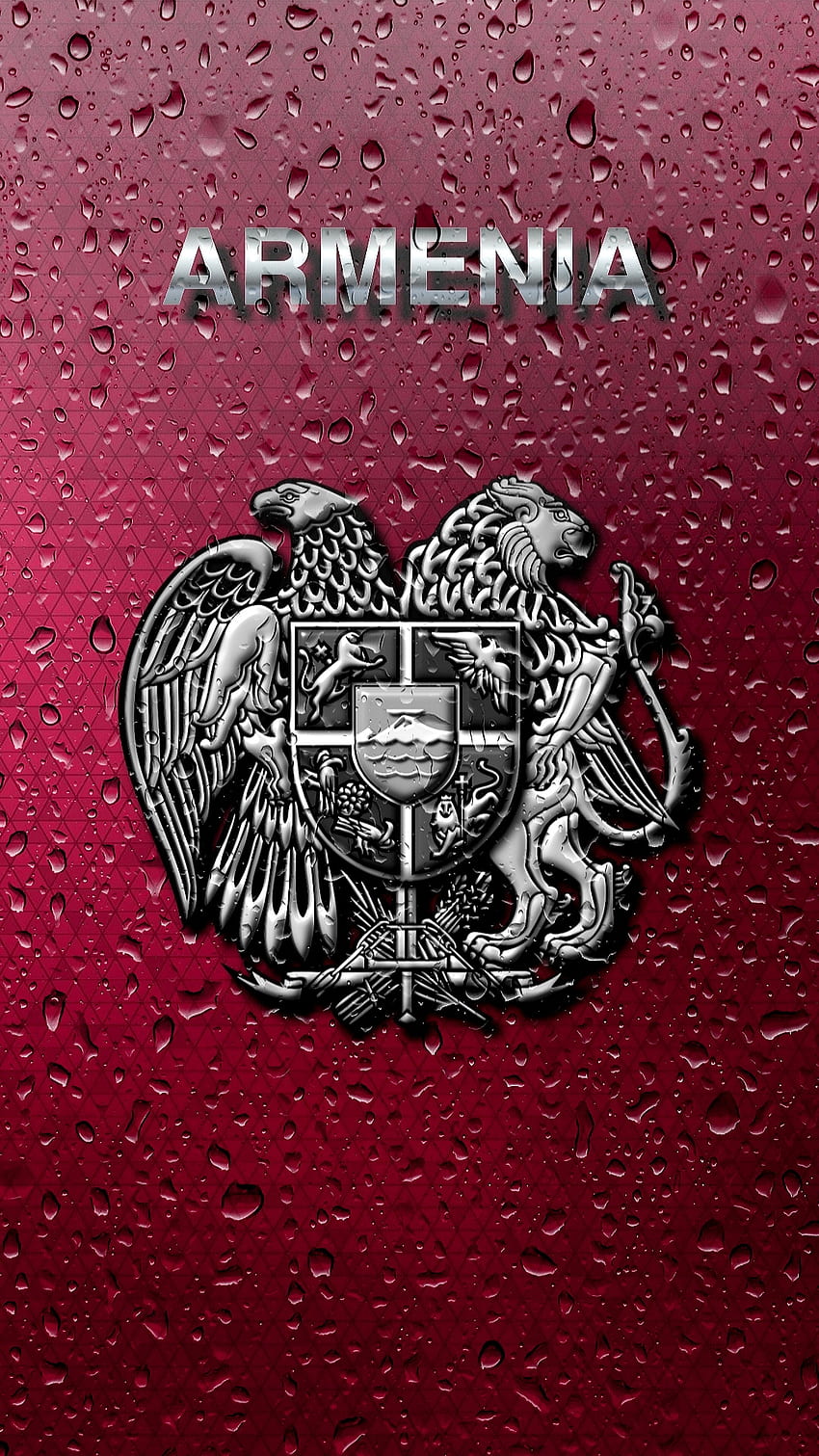 armenia, rojo, placa, lluvia, símbolo, metal, plata fondo de pantalla del teléfono