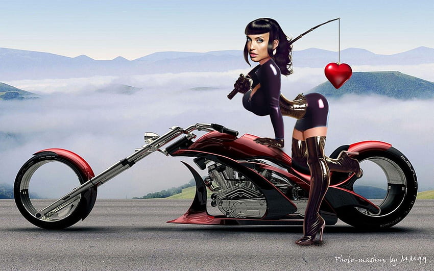 Angelina Chopper, motorcycle, angelina jolie, madmark99, chopper HD wallpaper