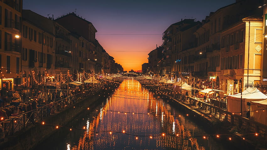 Mailand, Italien, Fluss, Abend, U City HD-Hintergrundbild