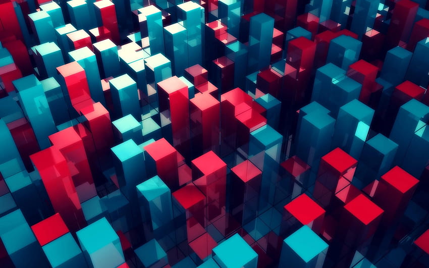 abstract, Cube, 3D Blocks / and Mobile, Colorful Cubes HD wallpaper