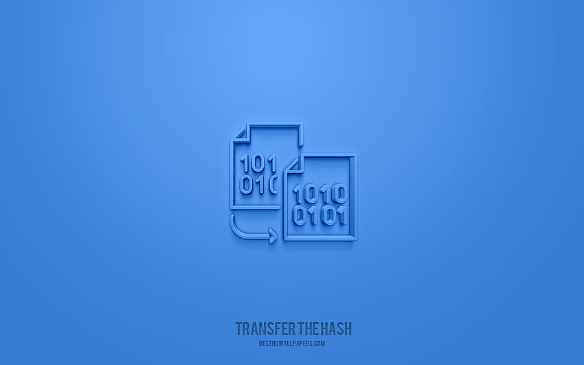 transfer the hash 3d icon, blue background, 3d symbols, transfer the hash, finance icons, 3d icons, transfer the hash sign, finance 3d icons HD wallpaper