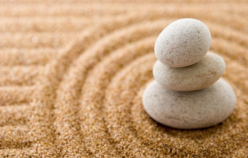 piasek, kamienie, kamień, piasek, zen dla , sekcja минимализм, Sand Garden Tapeta HD